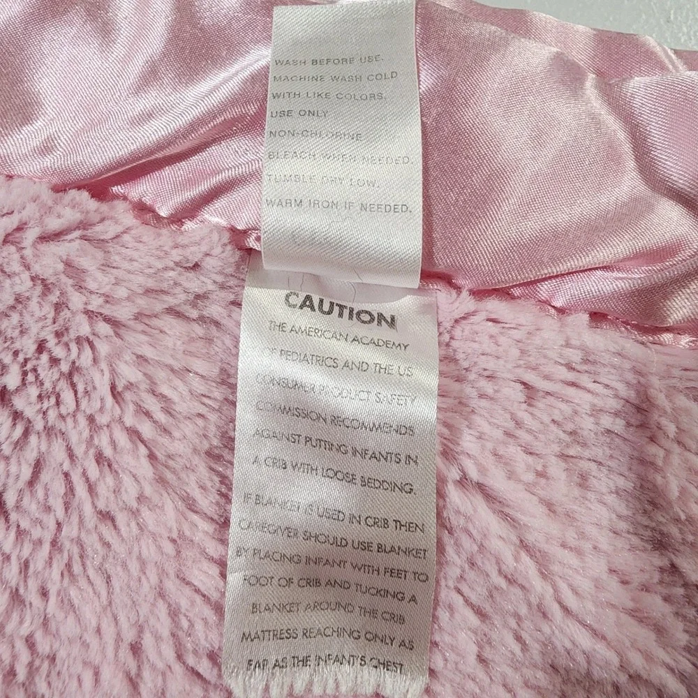 Crown & Ivy Baby Pink Plush Faux Fur Satin Trim Crown Logo Security Blanket